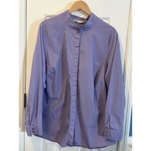 soft surroundings Purple Button Up Blouse Size 3X Gold Buttons Neck Collar